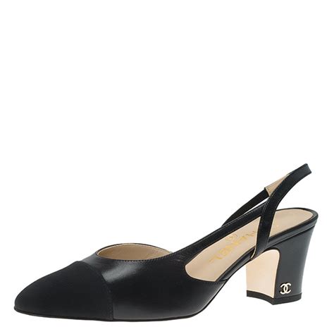 chanel slingback black|chanel ladies high heel shoes.